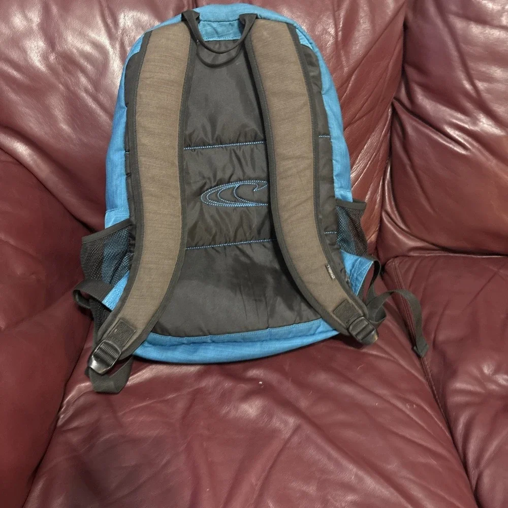 vintage O'Neil Blue Grey Travel Backpack 5 Pocket Read